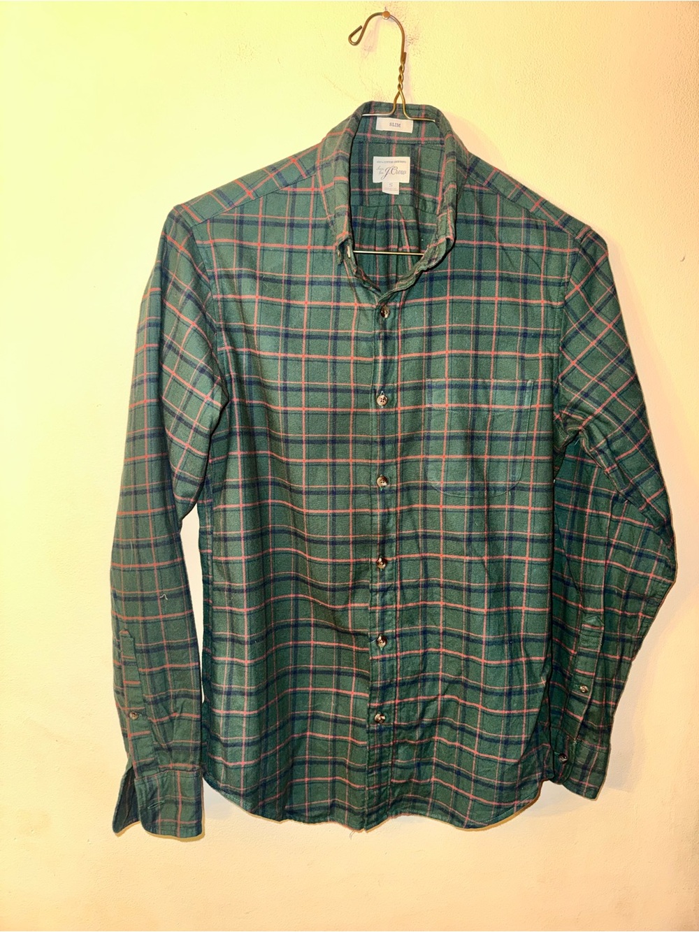 J Crew Men’s Brushed Twill Shirt in Plaid, Slim
Small
